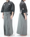 【夏におすすめ】プライムフレックス「輝」居合衣 紋付用着物袖＋京都西陣仕立最高級縞袴セット