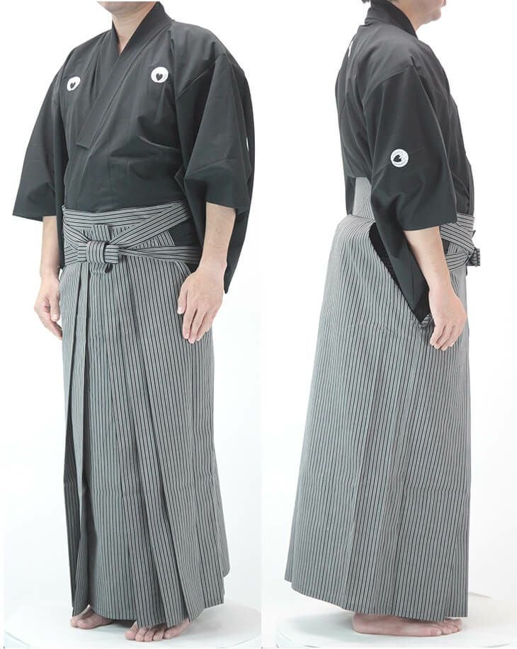 【夏におすすめ】プライムフレックス「輝」居合衣 紋付用着物袖＋京都西陣仕立最高級縞袴セット